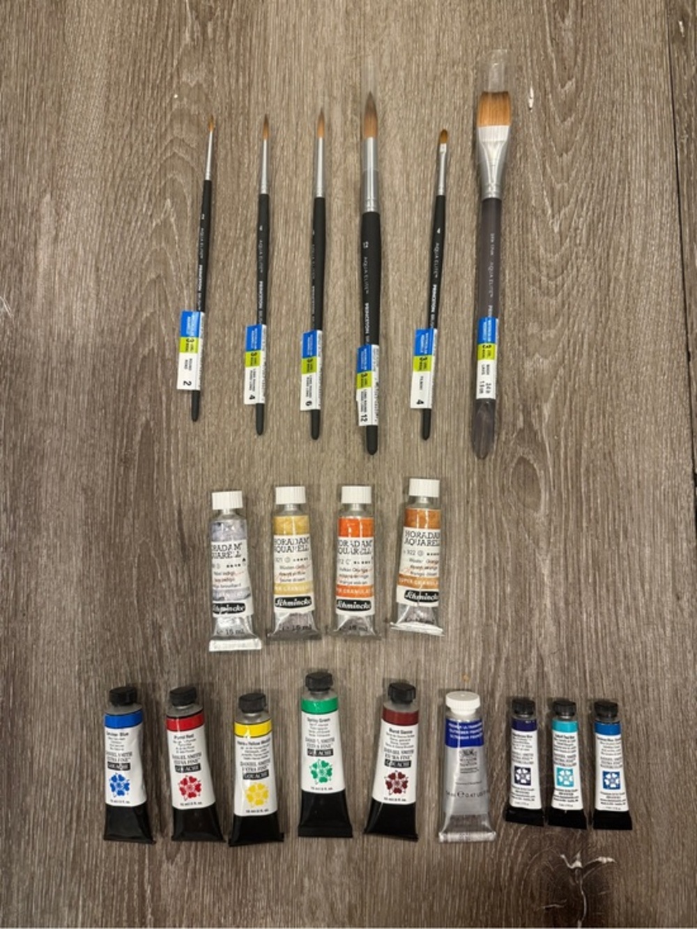 Daniel Smith and Horadam AQUARELL Watercolor Paint Tubes with Paintbrushes